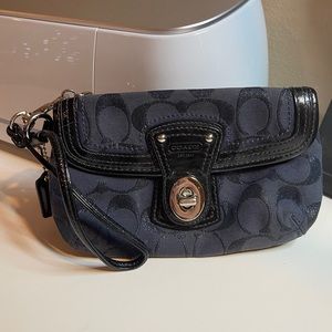 Navy blue Coach Wristlet